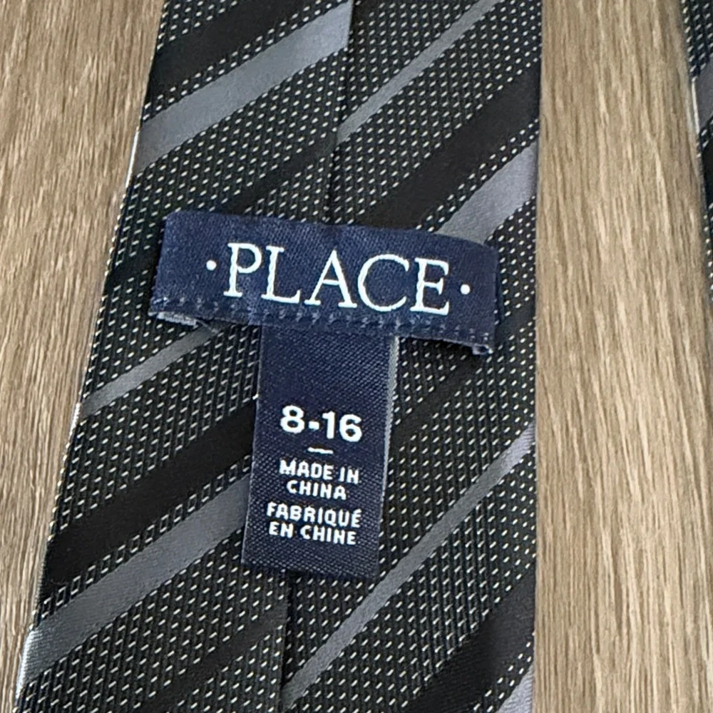 Place Classic Black and Gray Striped Tie